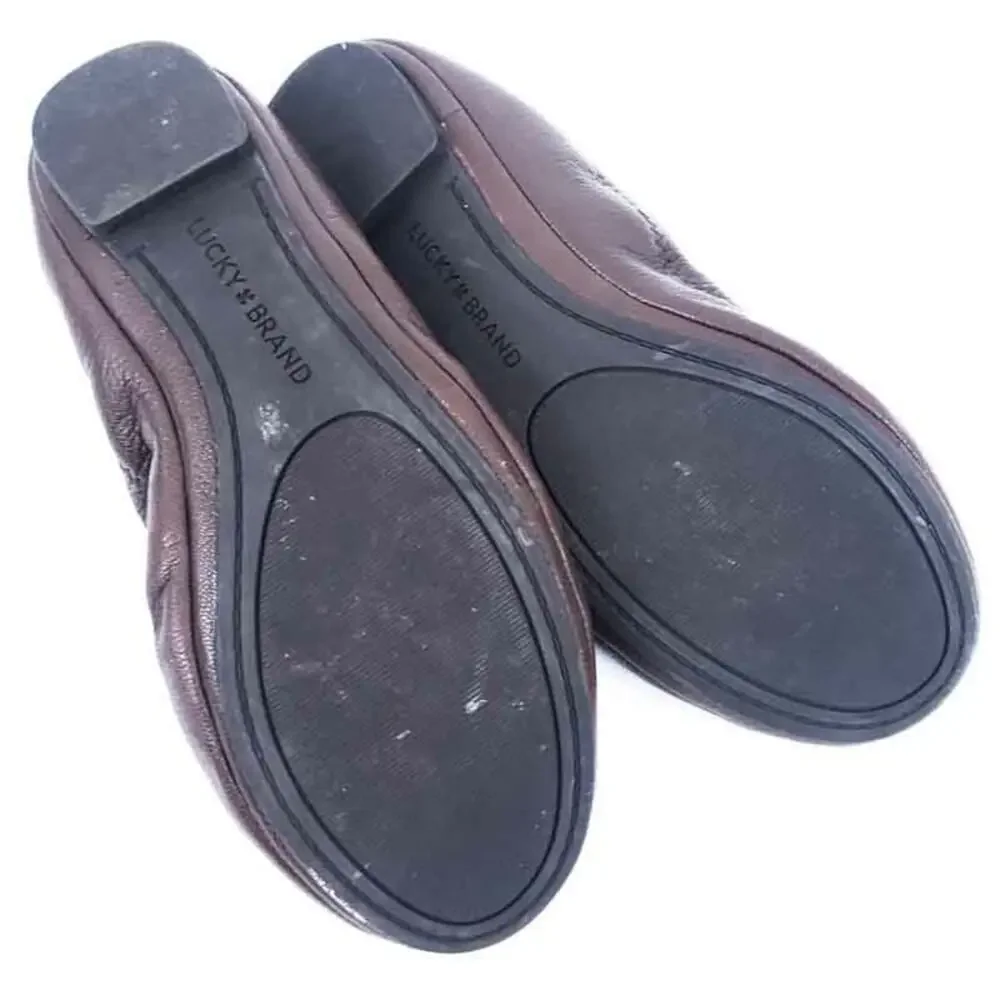 Lucky Brand Emmie Ballet Flats Brown Leather Size 6 Women Flats Shoes Excellent